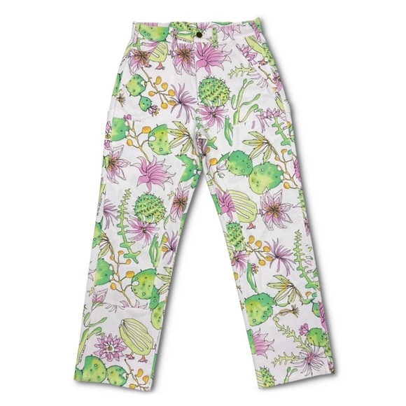 Keith Kelly Pants - Keith Kelly NYC Printed Cactus Double Knee Carpenter Pants Size XL‎